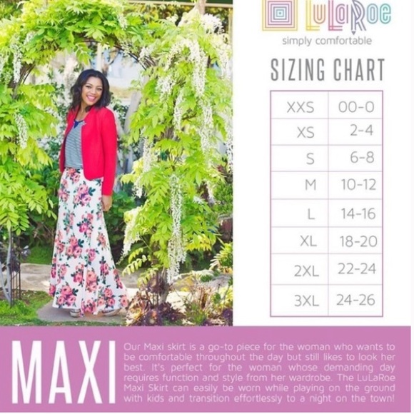 🍁 Lularoe “MAXI” skirt red & Blue on Black background  XS - Picture 7 of 7